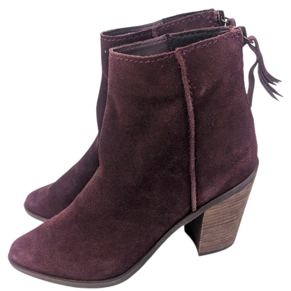 Nordstrom BP Suede Leather Ankle Boots Heeled Booties Womens 8 Purple Western